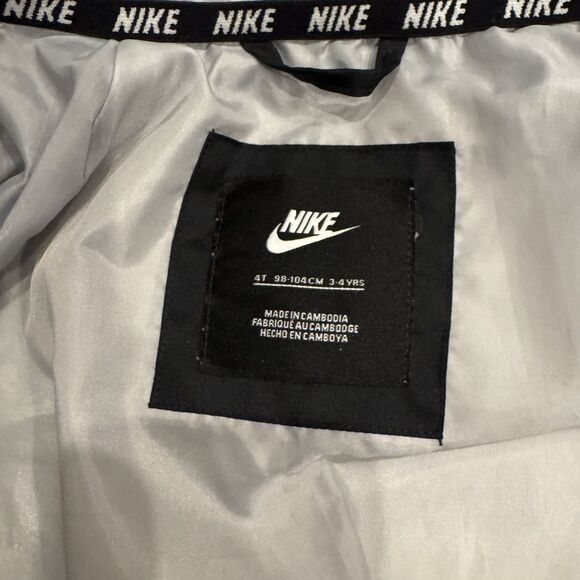 Nike Coat Toddler Boys 4T Puffer Jacket Black Gray Sportswear Colorblock Hooded - Picture 2 of 5